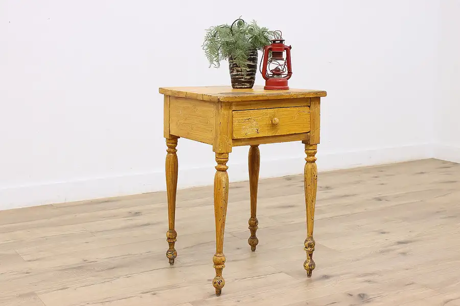 Main image of Rustic Farmhouse Antique 1830s Nightstand or End Table