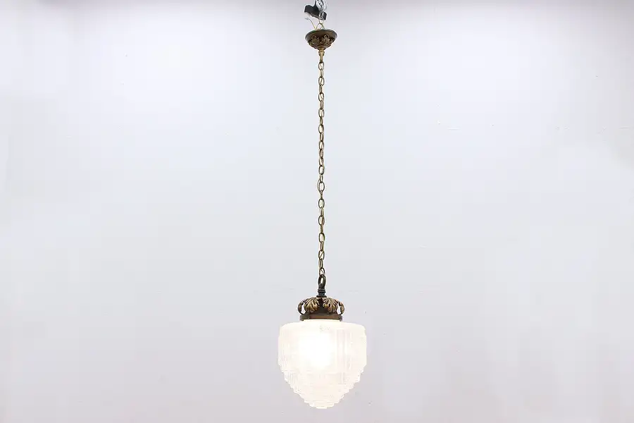 Main image of Embossed Glass & Brass Antique Hall Light Fixture