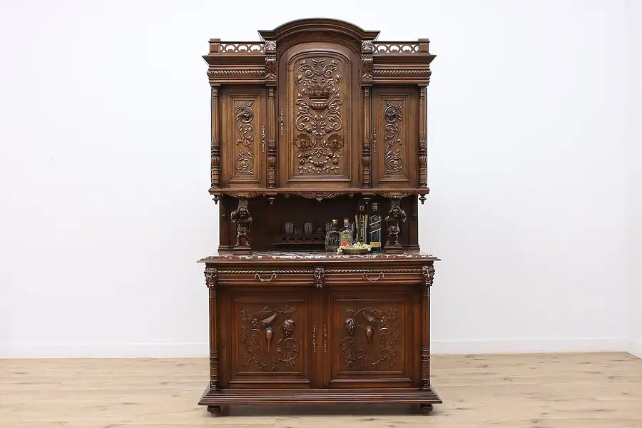 Main image of Royal Danish Court Antique Carved Jester Cabinet, Sculptures