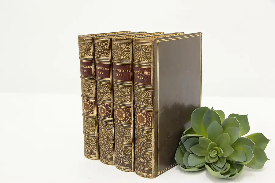 Main image of Set of 4 Antique 1838 Leatherbound Distinguished Men Books