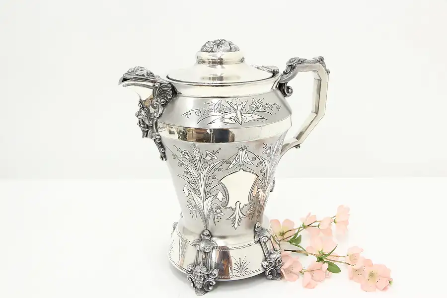 Main image of Victorian Antique Silverplate Pitcher, Knights, Simpson