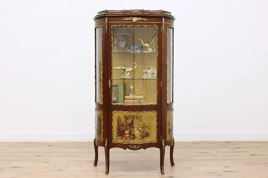 Main image of French Vintage Vernis Martin Vitrine Curio Display Cabinet