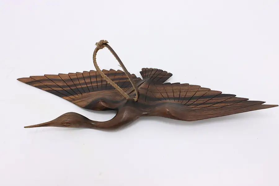 Main image of Japanese Vintage Carved Macassar Ebony Crane Sculpture