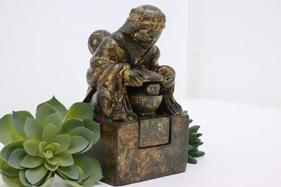 Main image of Chinese Vintage Carved Wood Figure Seal Stamp, Frog