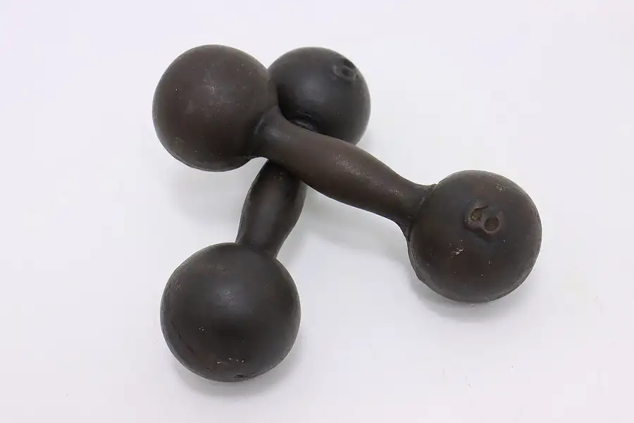 Main image of Pair of Antique 3 Pound Iron Dumbbells or Weights