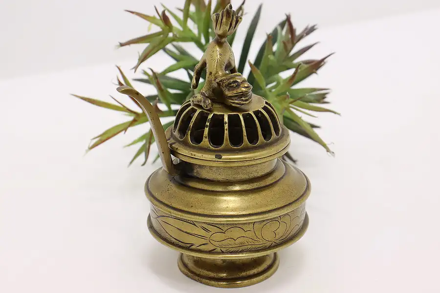 Main image of Chinese Antique Bronze Incense Burner, Foo Dog Temple Lion