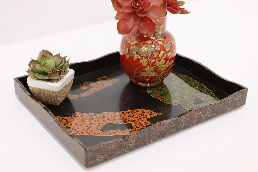 Main image of Japanese Traditional Vintage Tsugaru Nuri Lacquerware Tray