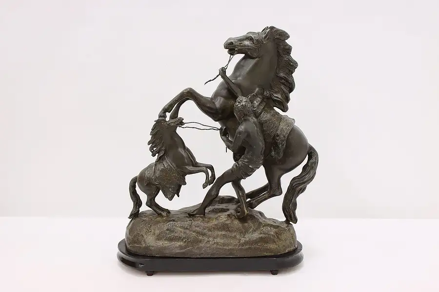 Main image of Victorian Antique Spelter Sculpture Wild Horses Statue