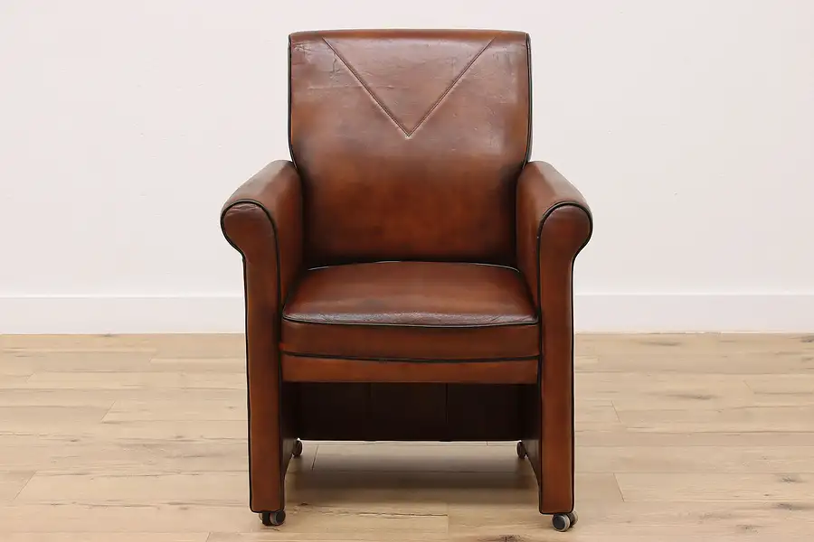 Main image of French Art Deco Vintage Leather Office or Library Chair