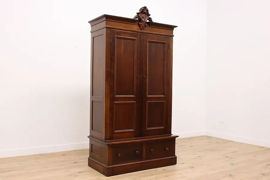 Main image of Victorian Antique Armoire, Wardrobe, Closet, Secret Drawers