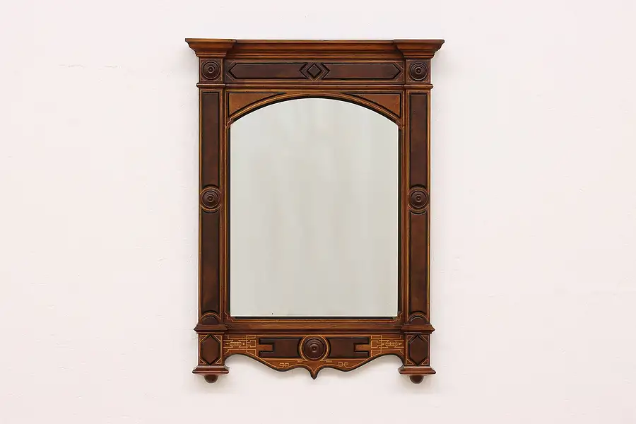 Main image of Victorian Antique Walnut & Burl Hall Mirror