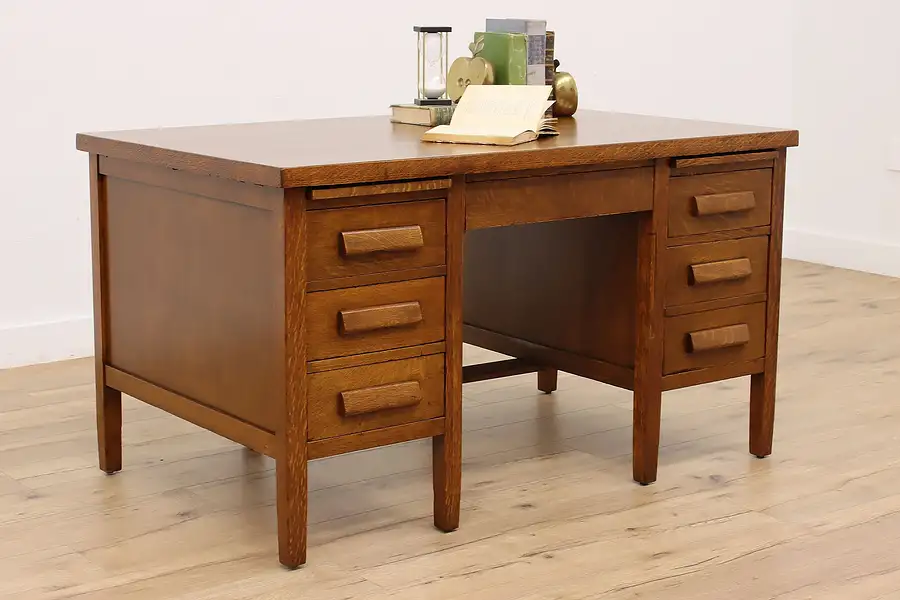 Main image of Mission Oak Antique Office or Library Craftsman Desk Lincoln