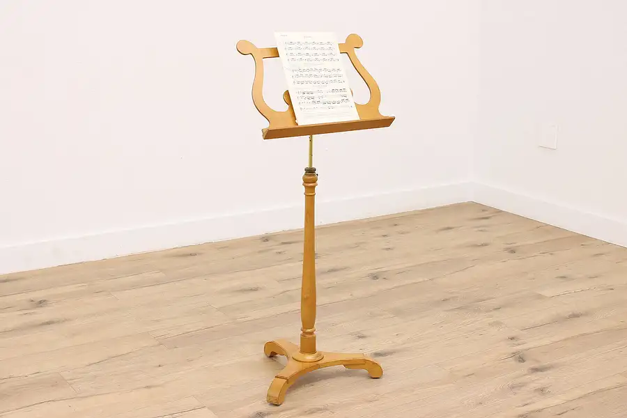 Main image of Lyre Antique Adjustable Curly Maple & Brass Music Stand