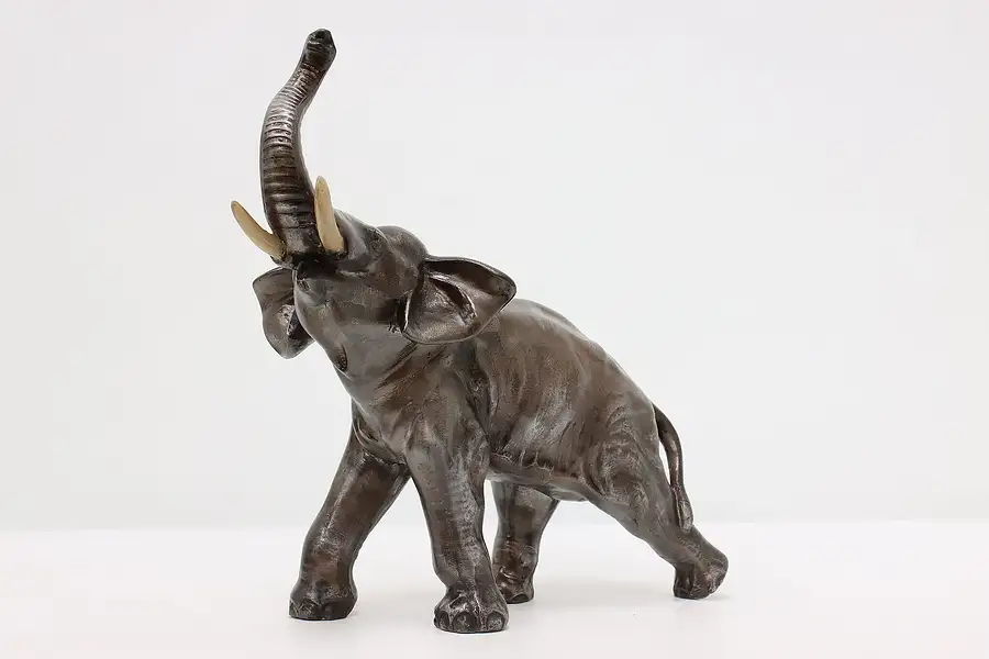 Main image of Roaring Elephant Vintage Bronze Finish Iron Statue