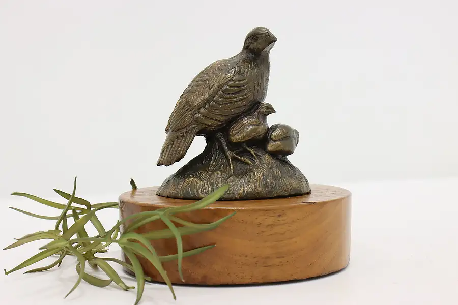 Main image of Quails Statue Vintage Bronze Birds Sculpture, Sweeten