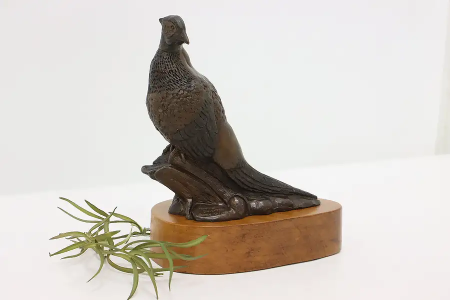 Main image of Pheasant Statue Vintage Bronze Bird Sculpture, Sweeten