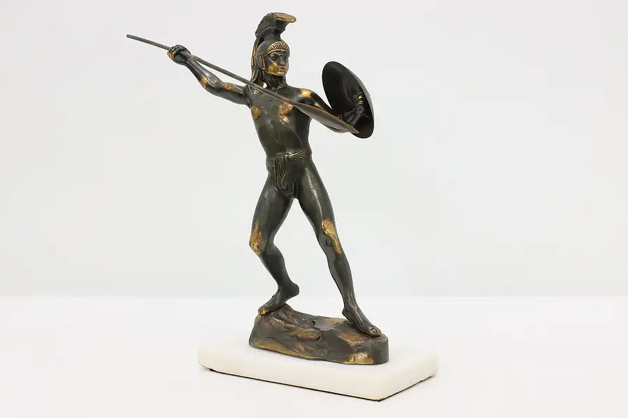 Main image of Greek Warrior Statue Antique Sculpture Marble Base