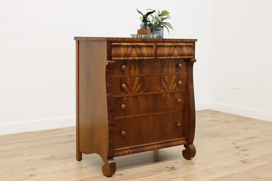 Main image of Empire Antique Gumwood Highboy Dresser or Tall Chest, Sligh