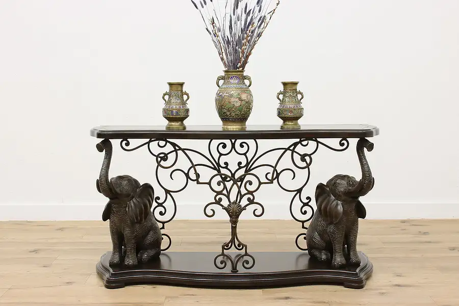 Main image of Elephant Vintage Sofa Table or Hall Console, Wrought Iron