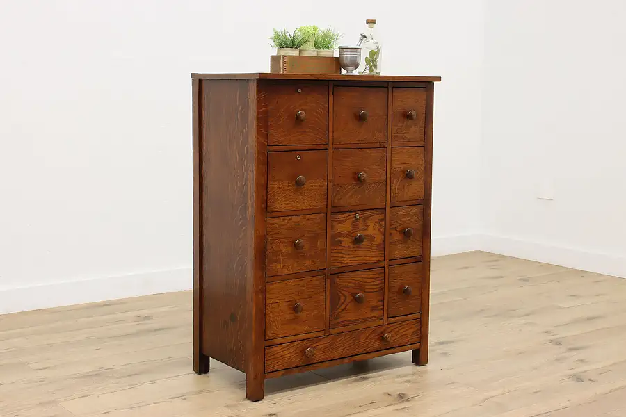 Main image of Apothecary Farmhouse Antique Office Drugstore Oak Cabinet