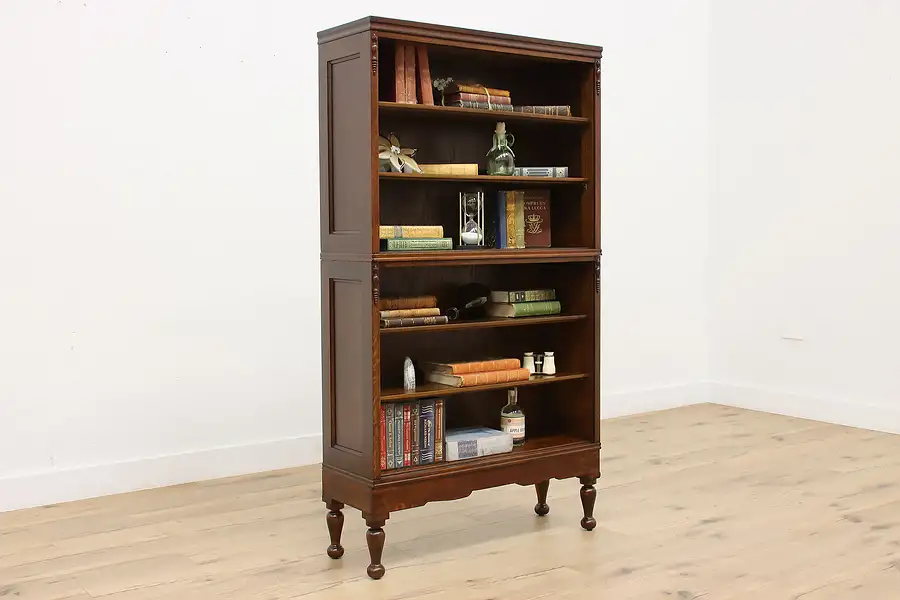 Main image of Macey Antique Oak 6 Shelf Office Library Bookcase or Display