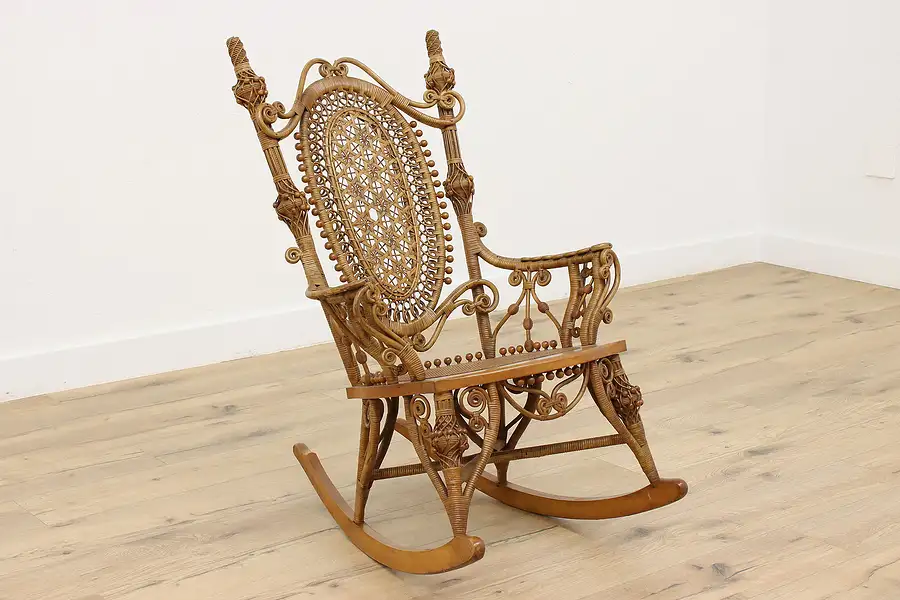 Main image of Rocker Victorian Antique Wicker Rocking Chair