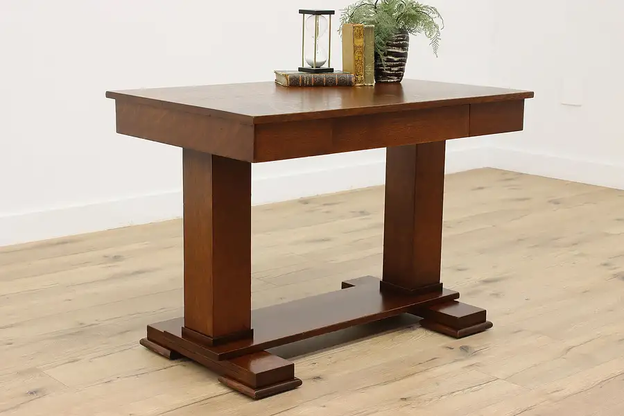 Main image of Arts & Crafts Mission Oak Antique Library Table Office Desk