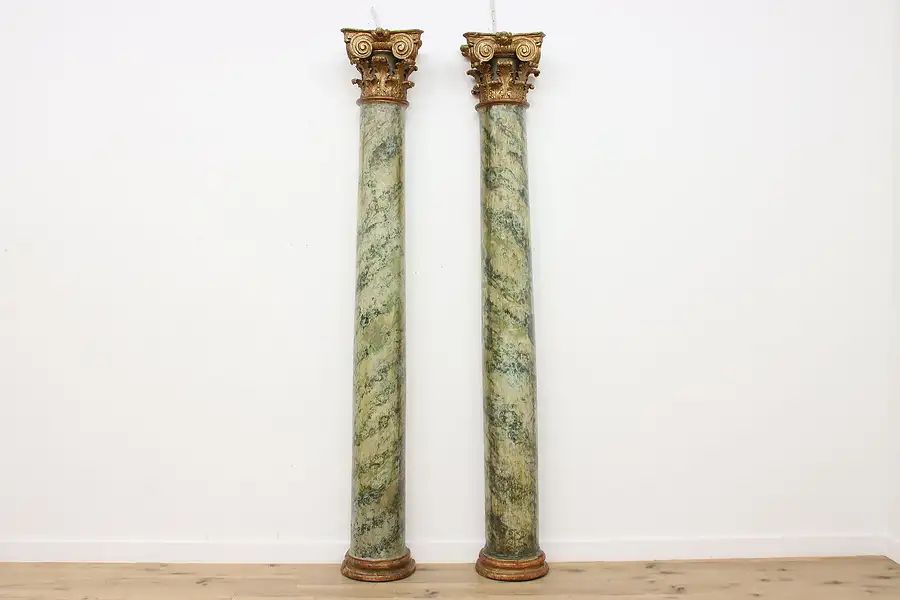 Main image of Pair of Architectural Salvage Antique Faux Marble 9' Columns