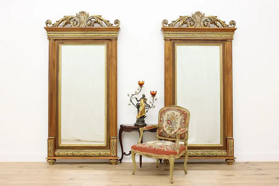 Main image of Pair of Renaissance Design Vintage Beveled Hall Mirrors