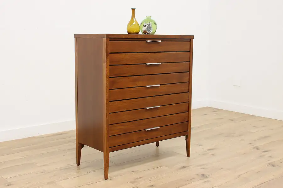 Main image of Midcentury Modern 60s Vintage Walnut Tall Chest, Lane