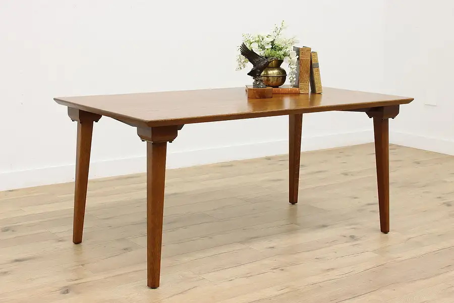 Main image of Midcentury Modern Vintage Oak Library Desk or Dining Table