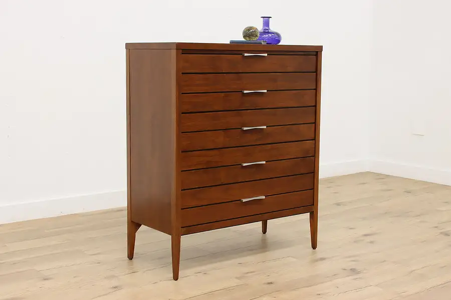 Main image of Midcentury Modern 60s Vintage Walnut Tall Chest, Lane