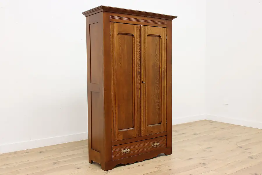 Main image of Farmhouse Antique Ash Rustic Country Wardrobe Closet Armoire