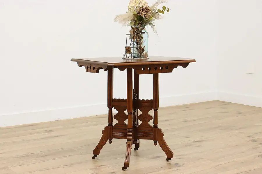 Main image of Victorian Eastlake Antique Birch Parlor, Hall, Center Table