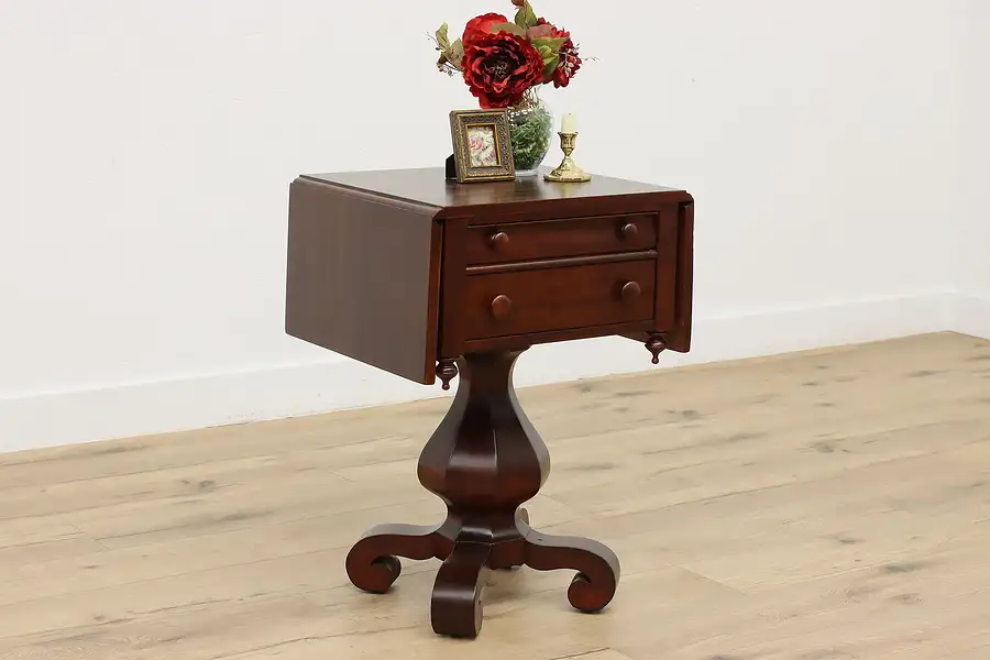 Main image of Empire Antique Mahogany Drop Leaf Nightstand or Lamp Table