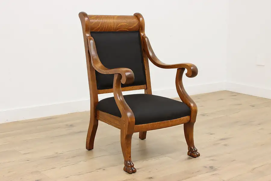 Main image of Empire Design Antique Oak Library Armchair, New Upholstery