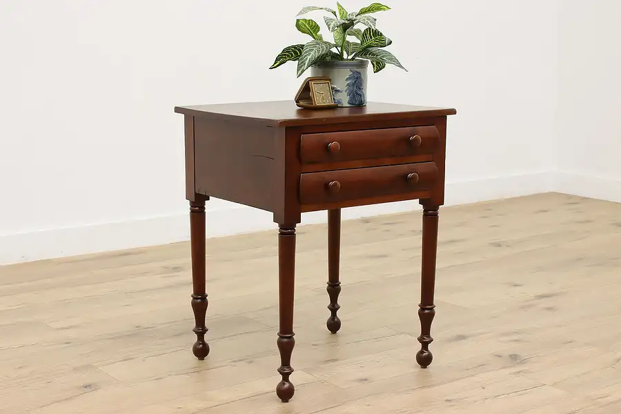 Main image of Sheraton Antique 1830s Cherry Nightstand, End or Lamp Table