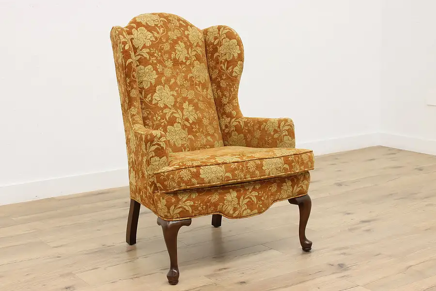 Main image of Georgian Design Vintage Floral Upholstered Wingback Chair