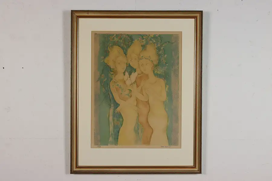 Main image of Trois Femmes Vintage Original Serigraph Print Burman 34.5"