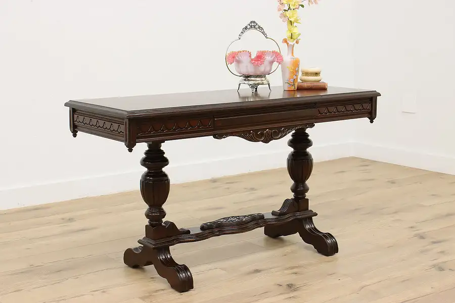 Main image of Tudor Design Antique Walnut Sofa Table Hall Console, Drawer