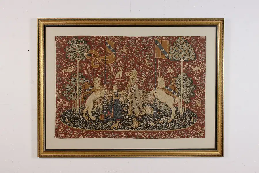 Main image of Lady & the Unicorn Taste Antique Needlepoint Tapestry, 51.5"