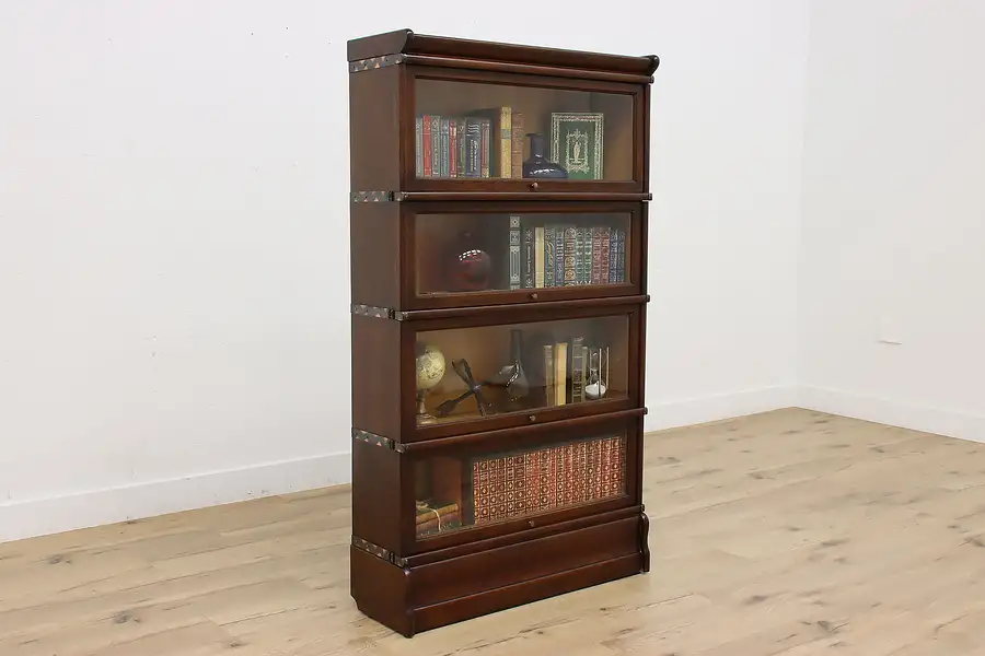 Main image of Oak 4 Stack Antique Office Library Bookcase or Bath Cabinet