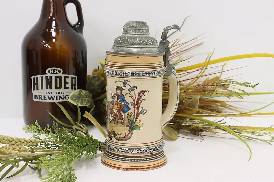 Main image of German Antique Ceramic 1/2 Liter Beer Stein or Mug, Reichs