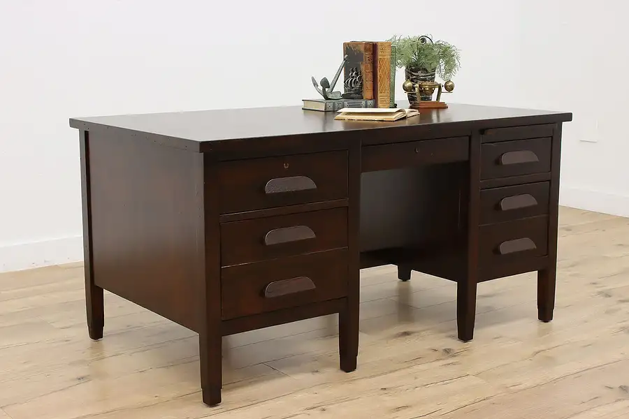 Main image of Art & Crafts Mission Oak Antique Craftsman Office Desk