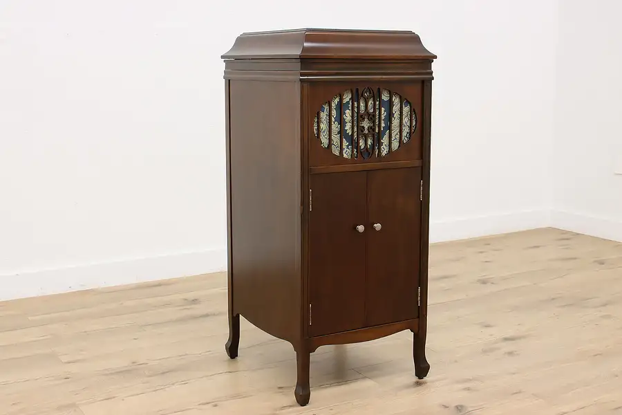 Main image of Brunswick Antique Record Player Wind Up Phonograph & Records