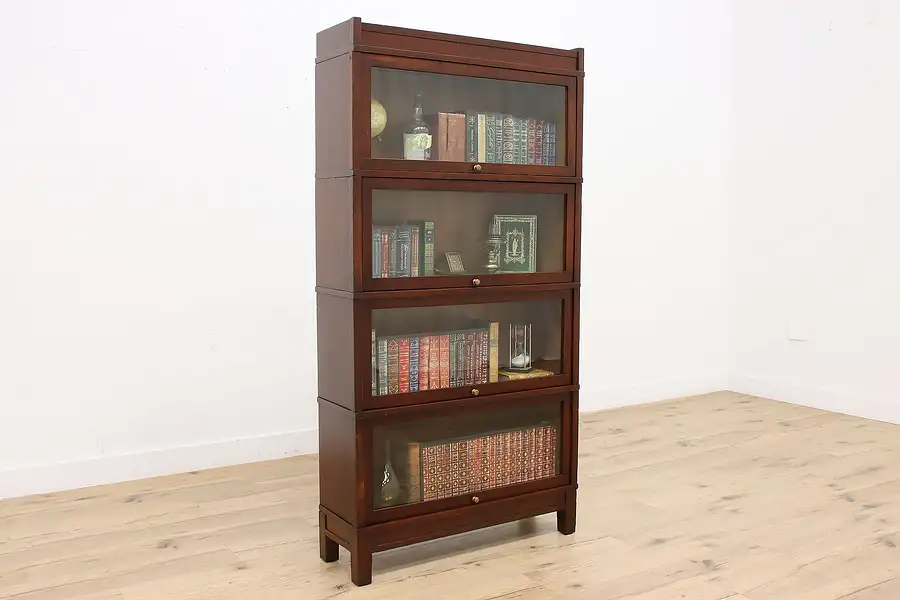 Main image of Oak 4 Stack Antique Craftsman Lawyer Bookcase, Melton