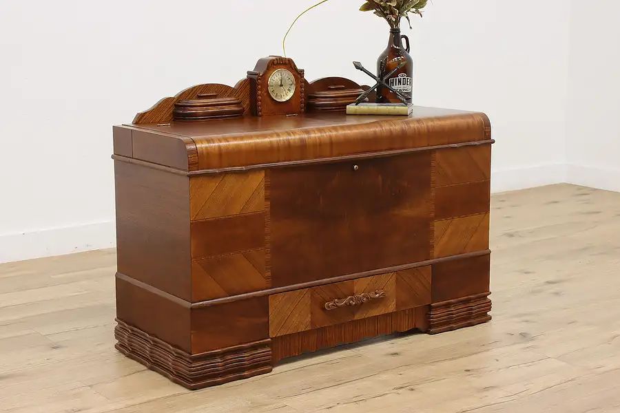 Main image of Art Deco Vintage Waterfall Cedar Blanket Chest & Clock, Lane