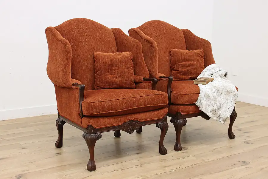 Main image of Pair of Georgian Design Vintage Wingback Library Chairs