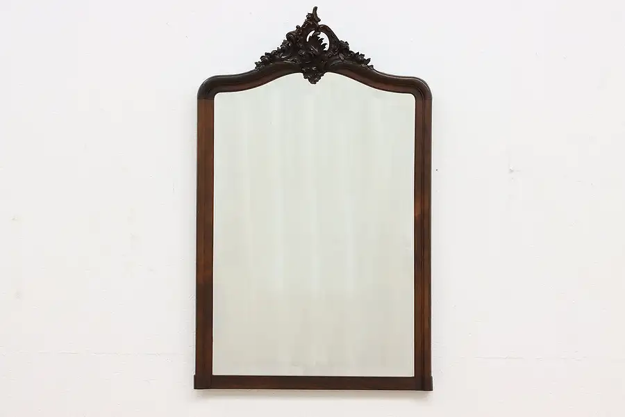 Main image of French Antique Art Nouveau Carved Rosewood Mirror