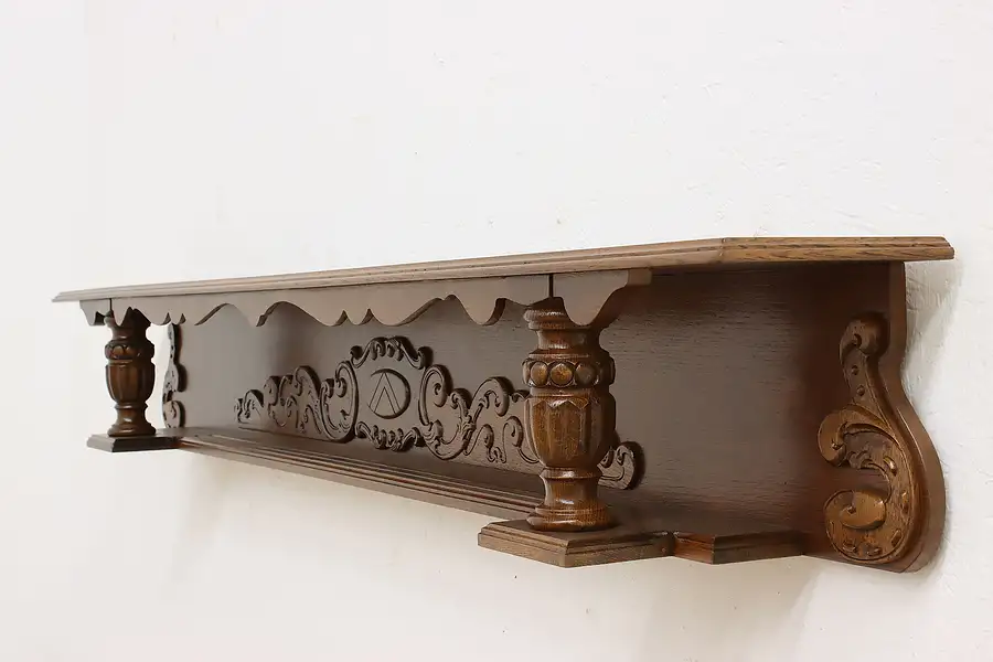 Main image of Tudor Antique Oak Architectural Salvage 80" Wall Shelf